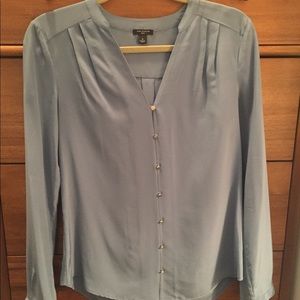 Ann Taylor Blue Silk Blouse